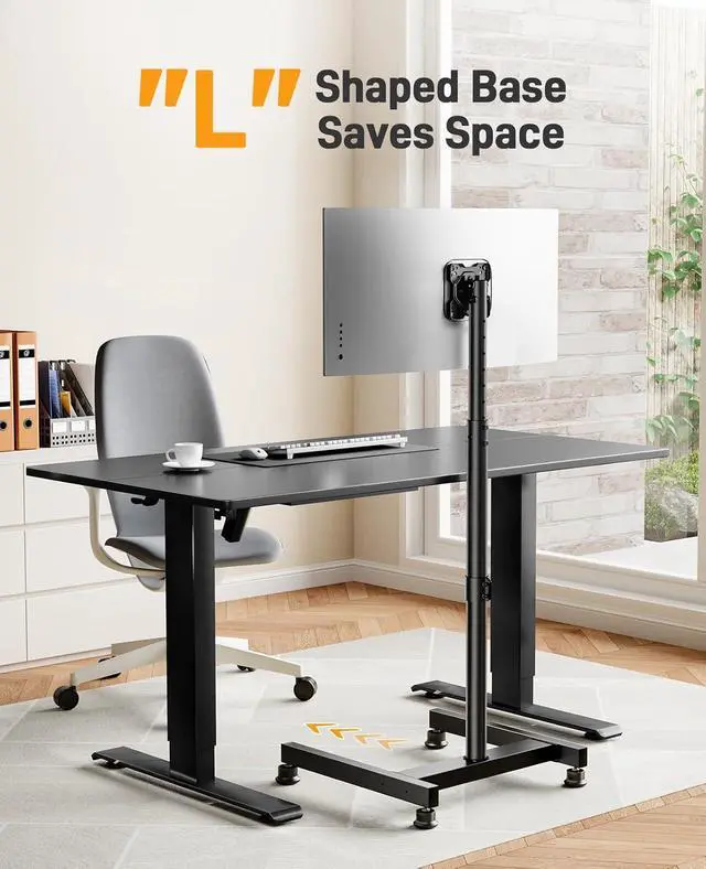 Alt view image 6 of 7 - Floor TV Stand with Mount for 26-50 inch TVs up to 55 lbs, TV Floor Stand with Rotation, Tilt, Level, Height Adjustable TV Stand for Bedroom/Living Room, Max VESA 300x300mm, PGFS12
