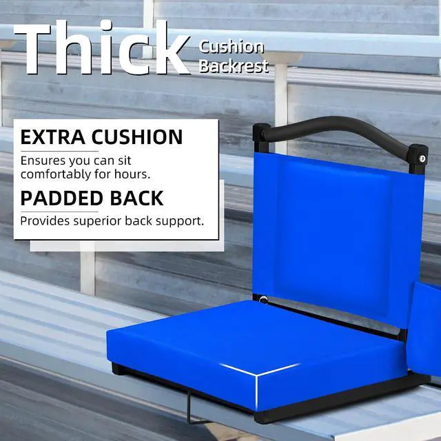 Alt view image 6 of 7 - Stadium Seats with Back Support and Thick Cushion Bleacher Seats with Backs and Cushion Wide, Stadium Chairs Include Shoulder Strap and Pocket, Perfect for Sports Events