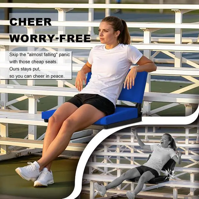 Alt view image 4 of 7 - Stadium Seats with Back Support and Thick Cushion Bleacher Seats with Backs and Cushion Wide, Stadium Chairs Include Shoulder Strap and Pocket, Perfect for Sports Events
