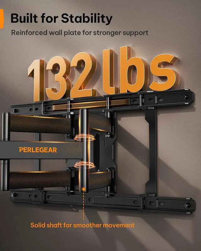 Alt view image 6 of 7 - Ultra Slim TV Wall Mount 1.1" Low Profile for 42-90" TVs, Fits 16"/24" Studs, Full Motion TV Mount Wall Bracket with Dual Articulating Arms, Swivel, Tilt, Max VESA 600x400mm, Holds 132lbs
