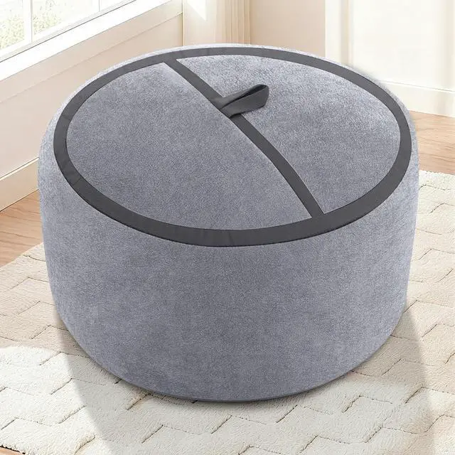 Alt view image 4 of 7 - 2FT Bean Bag Chair, Small BeanBag Chairs with Memory Foam Filled, Ultra-Soft Velvet Bean Bag Chair with Portable Handle, Comfy Bean Bag Sofa for Living Room, No Assembly - Dark Grey