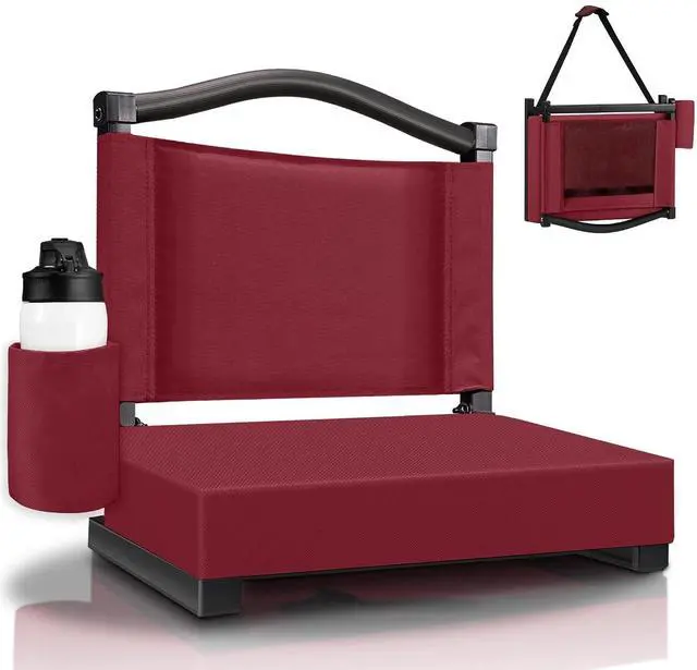 Main image of Stadium Seats with Back Support and Thick Cushion Bleacher Seats with Backs and Cushion Wide, Stadium Chairs Include Shoulder Strap and Pocket, Perfect for Sports Events