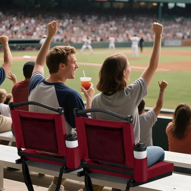 Alt view image 2 of 7 - Stadium Seats with Back Support and Thick Cushion Bleacher Seats with Backs and Cushion Wide, Stadium Chairs Include Shoulder Strap and Pocket, Perfect for Sports Events