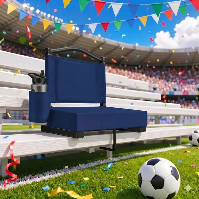 Alt view image 2 of 7 - Stadium Seats with Back Support and Thick Cushion Bleacher Seats with Backs and Cushion Wide, Stadium Chairs Include Shoulder Strap and Pocket, Perfect for Sports Events