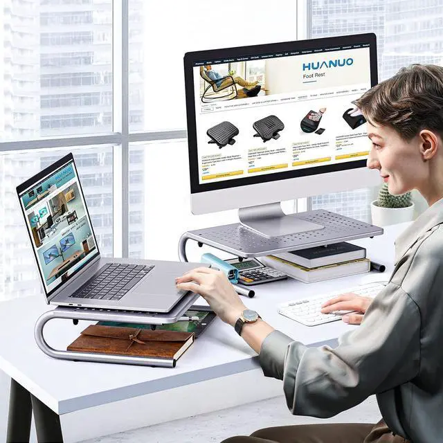 Alt view image 5 of 6 - Monitor & Laptop Stand - Metal Vented Riser for Screen, Laptops, Printers - Home & Office