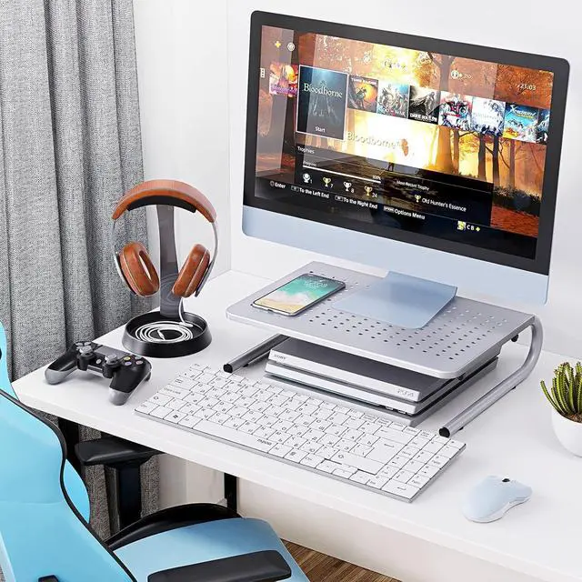 Alt view image 6 of 6 - Monitor & Laptop Stand - Metal Vented Riser for Screen, Laptops, Printers - Home & Office