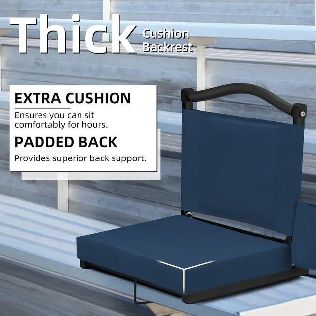 Alt view image 5 of 7 - Stadium Seats with Back Support and Thick Cushion Bleacher Seats with Backs and Cushion Wide, Stadium Chairs Include Shoulder Strap and Pocket, Perfect for Sports Events