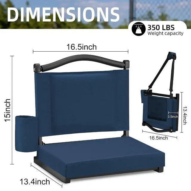 Alt view image 3 of 7 - Stadium Seats with Back Support and Thick Cushion Bleacher Seats with Backs and Cushion Wide, Stadium Chairs Include Shoulder Strap and Pocket, Perfect for Sports Events