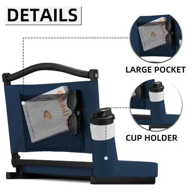 Alt view image 4 of 7 - Stadium Seats with Back Support and Thick Cushion Bleacher Seats with Backs and Cushion Wide, Stadium Chairs Include Shoulder Strap and Pocket, Perfect for Sports Events