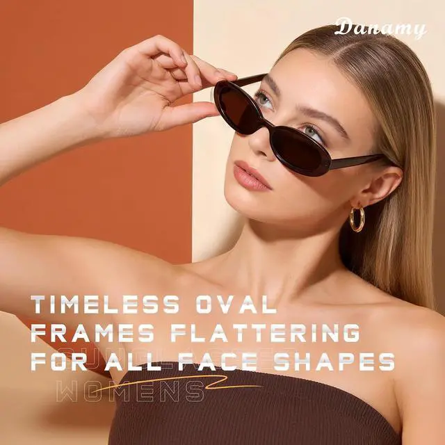 Alt view image 3 of 7 - Sunglasses Womens Retro Oval Sunglasses for Women Men Fashion Small Oval Sun Glasses 90s Vintage Driving Shades