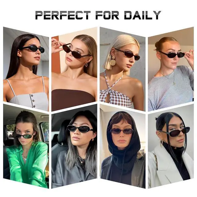 Alt view image 4 of 7 - Sunglasses Womens Retro Oval Sunglasses for Women Men Fashion Small Oval Sun Glasses 90s Vintage Driving Shades
