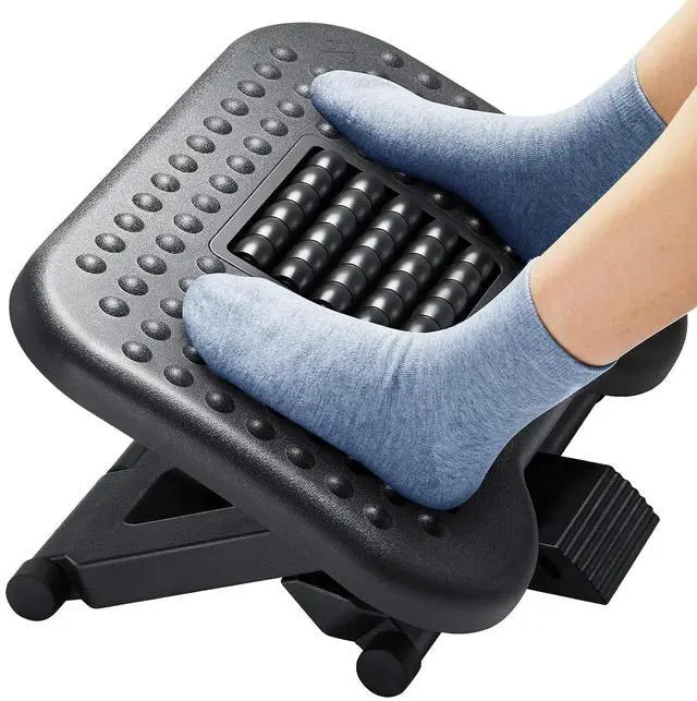 Main image of Foot Rest for Under Desk at Work, Adjustable Footrest with Massage Texture and Roller, Ergonomic Foot Stool with 3 Height Position, 30 Degree Tilt Angle Adjustment for Home, Office