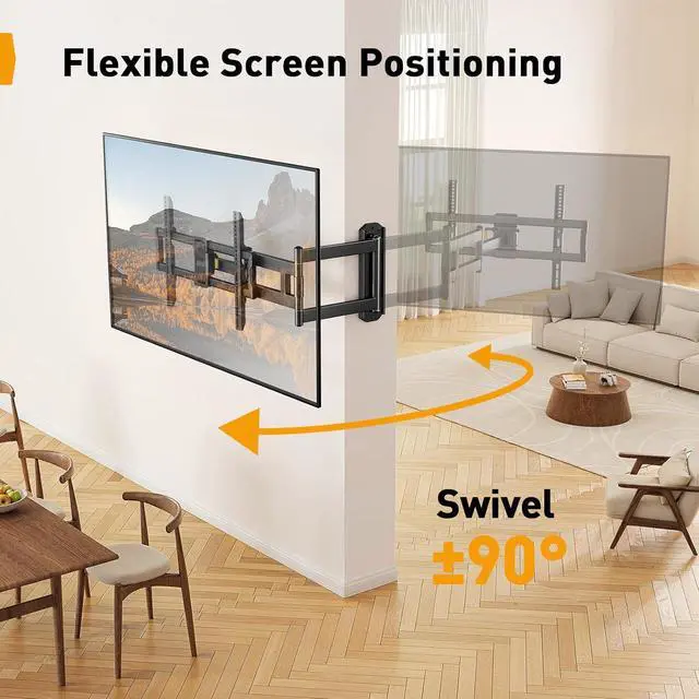 Alt view image 5 of 7 - Corner TV Wall Mount Long Arm TV Mount for 42-84 Inch TVs up to 150 lbs - Full Motion Wall Mount Single Stud with 37.2" Extension