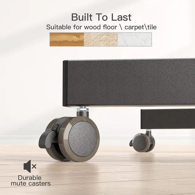 Alt view image 6 of 7 - Rolling TV Stand, Mobile TV Stand on Wheels for 13-50 inch TVs with Height Adjustment & 30° Tilt, Portable TV Cart with Wheels Holds 44lbs, Max VESA 200x200mm