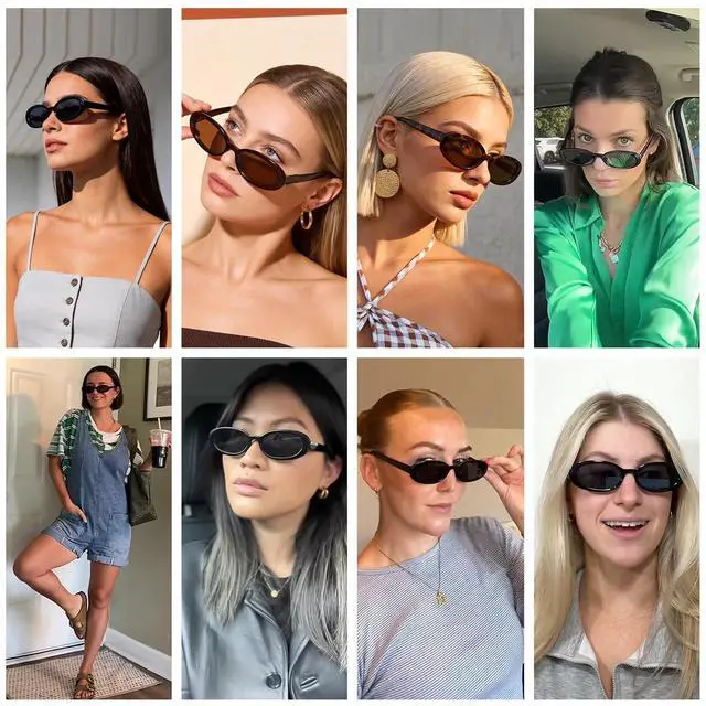 Alt view image 2 of 7 - Sunglasses Womens Retro Oval Sunglasses for Women Men Fashion Small Oval Sun Glasses 90s Vintage Driving Shades