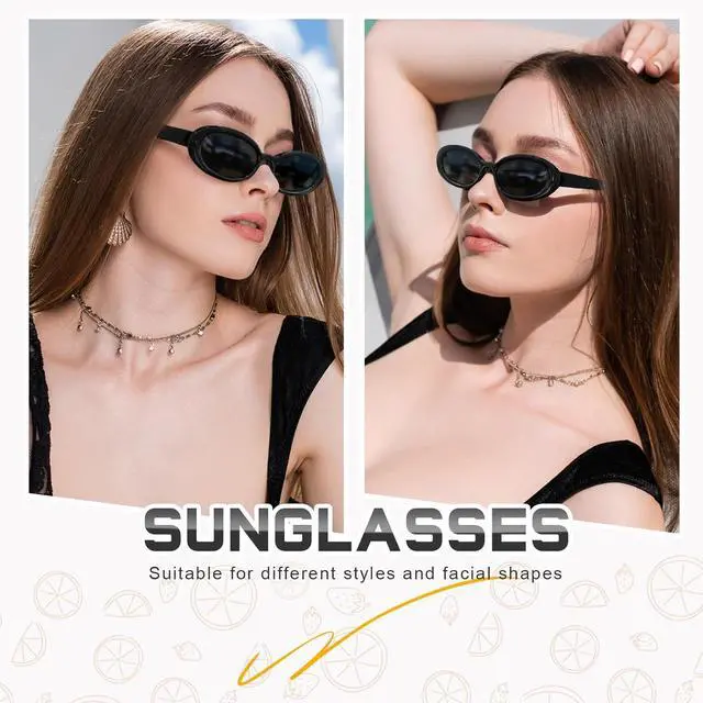 Alt view image 3 of 7 - Sunglasses Womens Retro Oval Sunglasses for Women Men Fashion Small Oval Sun Glasses 90s Vintage Driving Shades