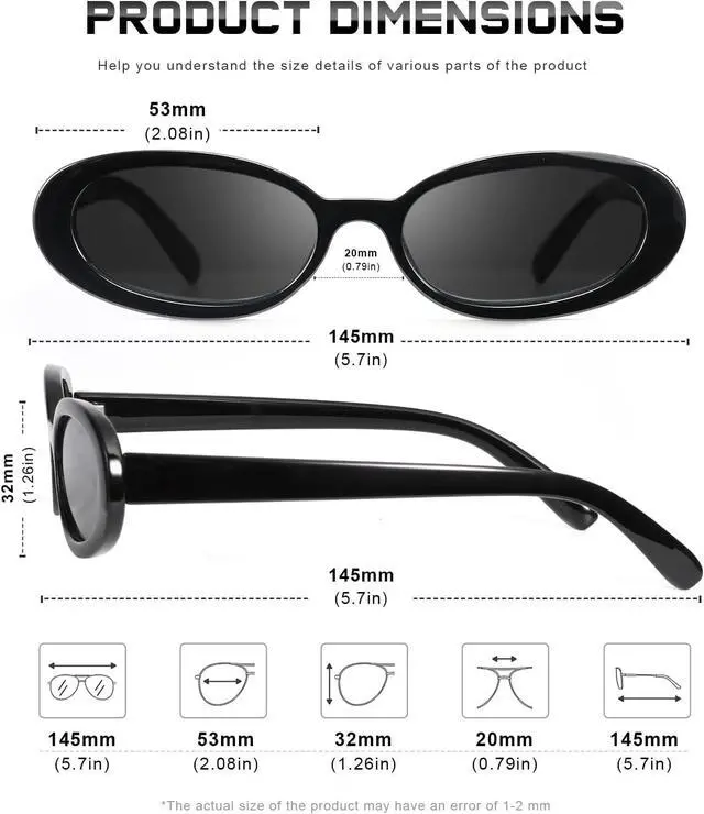 Alt view image 4 of 7 - Sunglasses Womens Retro Oval Sunglasses for Women Men Fashion Small Oval Sun Glasses 90s Vintage Driving Shades