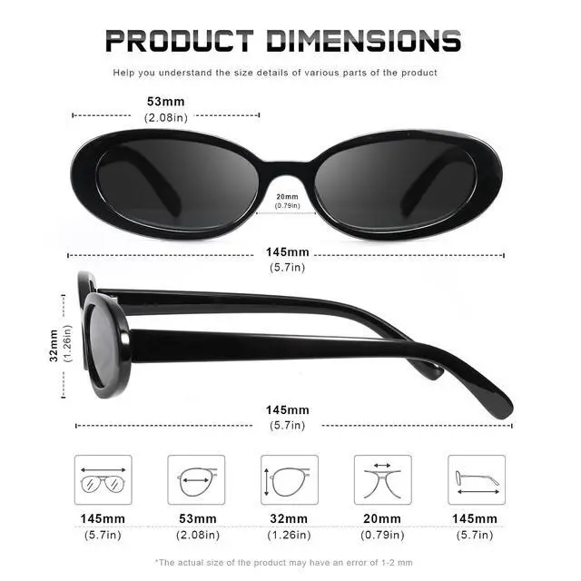 Alt view image 3 of 6 - Sunglasses Womens Retro Oval Sunglasses for Women Men Fashion Small Oval Sun Glasses 90s Vintage Driving Shades