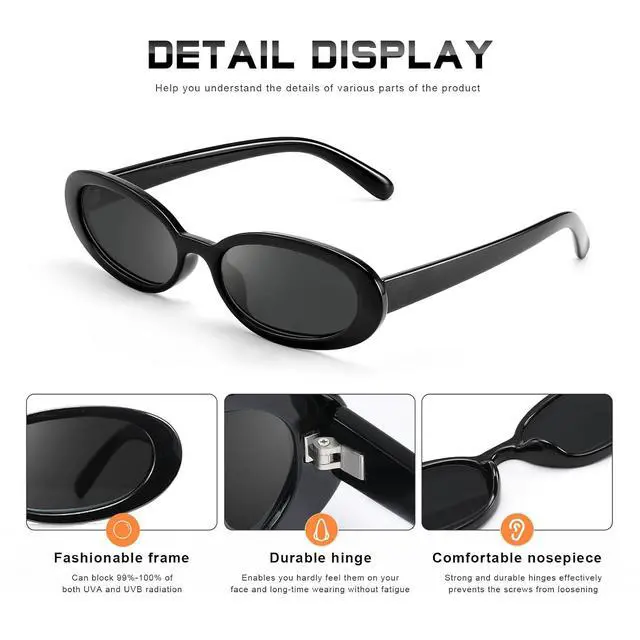 Alt view image 4 of 6 - Sunglasses Womens Retro Oval Sunglasses for Women Men Fashion Small Oval Sun Glasses 90s Vintage Driving Shades
