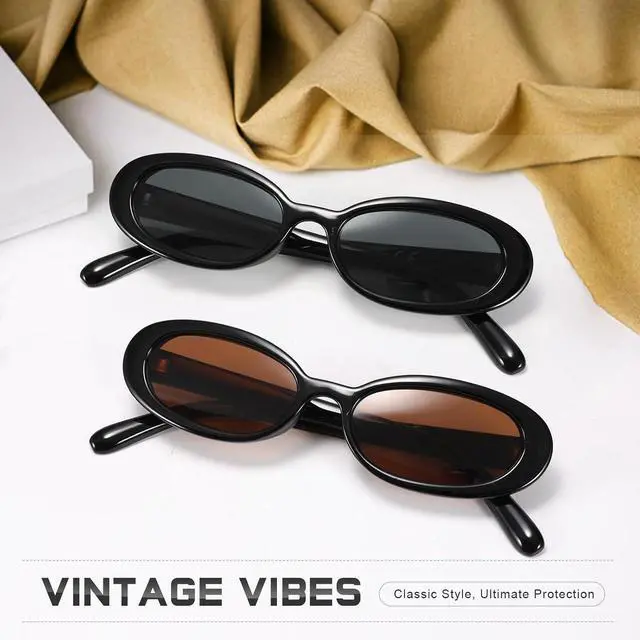 Alt view image 6 of 6 - Sunglasses Womens Retro Oval Sunglasses for Women Men Fashion Small Oval Sun Glasses 90s Vintage Driving Shades
