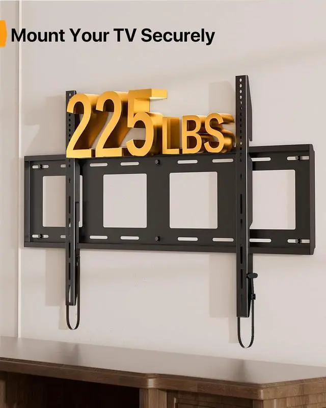 Alt view image 5 of 7 - Heavy Duty Fixed TV Wall Mount for 42"-115" TVs up to 225 lbs, Low Profile TV Mount Fits 16", 24", 32" Studs, One-Piece Bracket with Magnetic Pull Tabs, Max VESA 800x600mm
