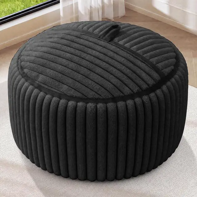 Alt view image 3 of 7 - Bean Bag Chair 3FT Big Bean Bag Chairs for Adults with Memory Foam Filled,3'Beanbag Chair with Soft Faux Fur Cover,Comfy Bean Bag Sofa for Classroom,Living Room,Game Room,Bedroom-Black