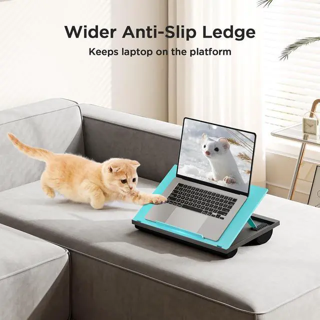 Alt view image 6 of 7 - Adjustable Lap Desk - with 8 Adjustable Angles & Dual Cushions Laptop Stand for Car Laptop Desk, Work Table, Lap Writing Board & Drawing Desk on Sofa or Bed, HNLD2TB
