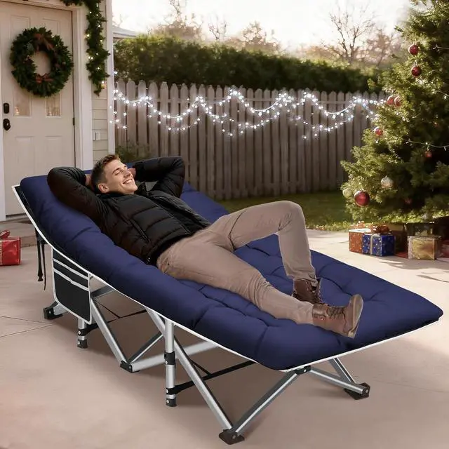 Alt view image 2 of 7 - Camping Cot, Portable Camping Cot for Adult, 28" Wide Sleeping Cot Max Load 600LBS with Thick Mattress and Carry Bag, Portable Camping Bed for Outdoor Camping/Office, Home Nap