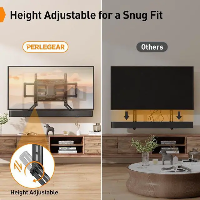 Alt view image 4 of 7 - Soundbar Mount with Adjustable Height, Sound bar Mount up to 15 lbs & Extra Large Full Motion TV Wall Mount for 55120 Inch TVs up to 220 lbs PGTVM69B