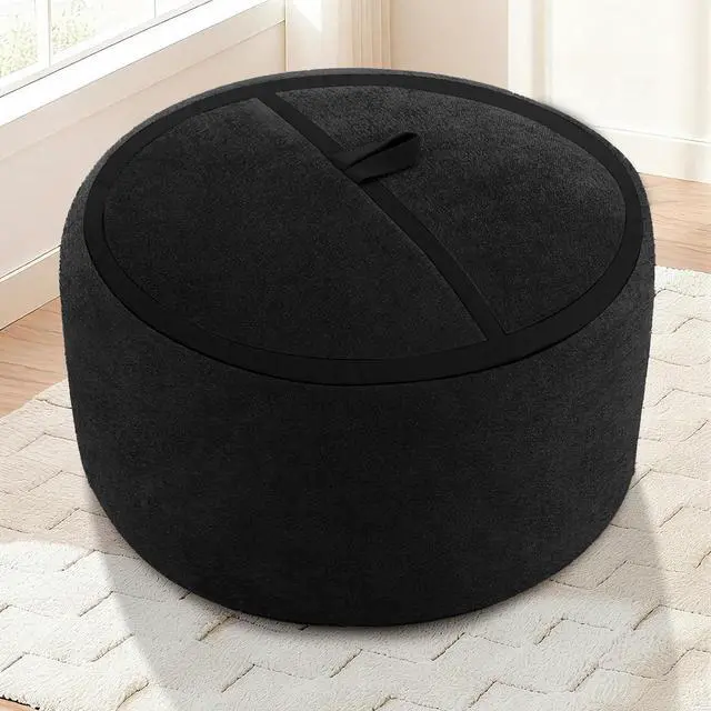 Alt view image 4 of 7 - 2FT Bean Bag Chair, Small BeanBag Chairs with Memory Foam Filled, Ultra-Soft Velvet Bean Bag Chair with Portable Handle, Comfy Bean Bag Sofa for Living Room, No Assembly - Black
