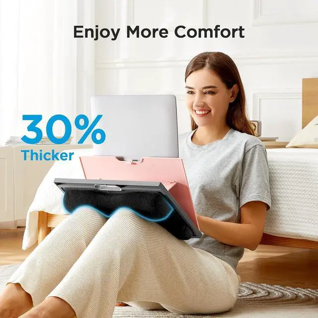 Alt view image 3 of 7 - Adjustable Lap Desk - with 8 Adjustable Angles & Dual Cushions Laptop Stand for Car Laptop Desk, Work Table, Lap Writing Board & Drawing Desk on Sofa or Bed, Pink