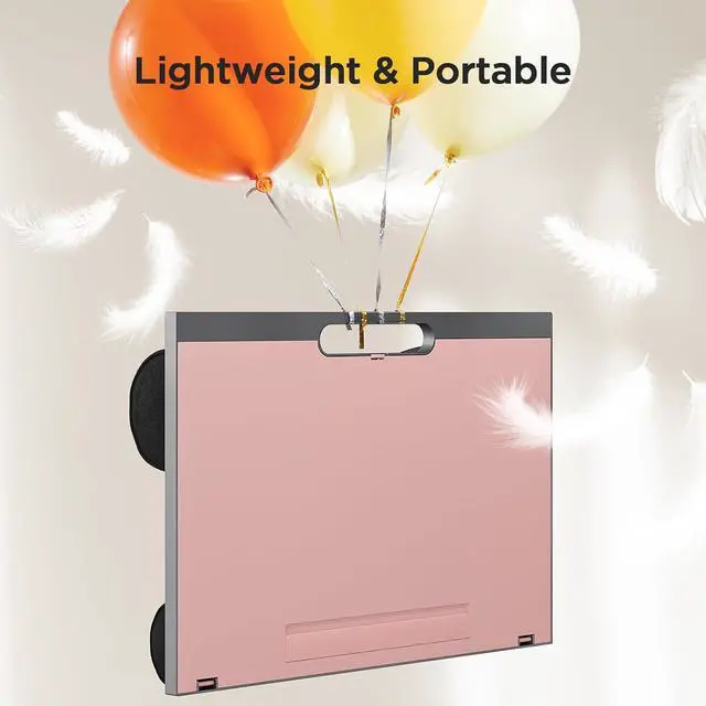 Alt view image 7 of 7 - Adjustable Lap Desk - with 8 Adjustable Angles & Dual Cushions Laptop Stand for Car Laptop Desk, Work Table, Lap Writing Board & Drawing Desk on Sofa or Bed, Pink