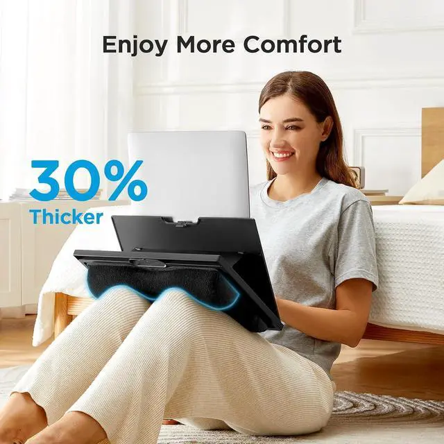 Alt view image 3 of 7 - Lap Desk, Portable Laptop Stand Fits Up to 15.6 Inch Laptops, Adjustable with 8 Angles Lap Desks for Adults - Dual Cushion Desk for Sofa, Bed, Car or Work Table