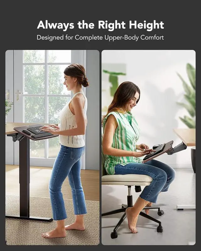 Alt view image 4 of 6 - Keyboard Tray Under Desk, 360 Adjustable Ergonomic Sliding Keyboard & Mouse Tray, Under Desk Keyboard Tray Slide Out, Keyboard Holder Under Desk for Typing in Home, Office Work, 25"W x 9.84"D