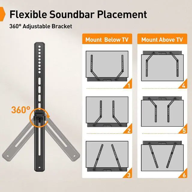 Alt view image 6 of 7 - Soundbar Mount with Adjustable Height, Sound bar Mount up to 15 lbs & Extra Large Full Motion TV Wall Mount for 55120 Inch TVs up to 220 lbs PGTVM69B