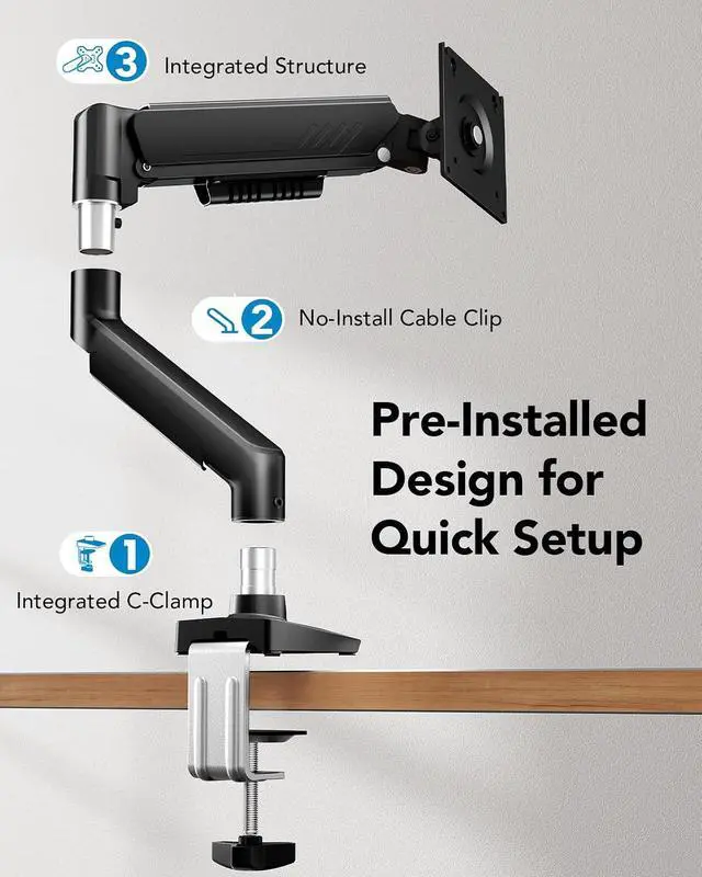 Alt view image 5 of 7 - 2 in 1 Function Laptop Mount with Tray, Fits 13-34 Monitors & Up to 17 Notebook, Ergonomic Laptop Arm with Full Motion Adjustment, Laptop Stand for Desk, VESA 75x75mm/100x100mm