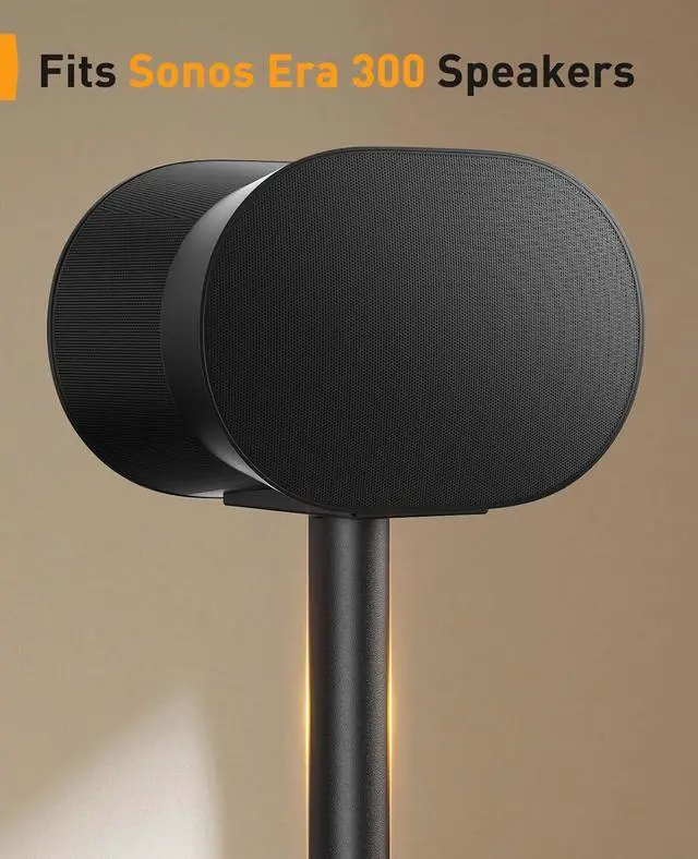 Alt view image 3 of 7 - Speaker Stand Pair for Sonos Era 300 Speakers, All-Metal 32 Tall Floor Speaker Stand with Cable Management, Enlarged Base, Easy 3-Step Setup, 360° Surround Sound Speaker Stand