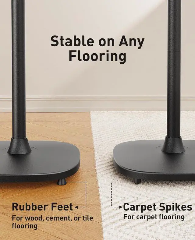 Alt view image 7 of 7 - Speaker Stand Pair for Sonos Era 300 Speakers, All-Metal 32 Tall Floor Speaker Stand with Cable Management, Enlarged Base, Easy 3-Step Setup, 360° Surround Sound Speaker Stand