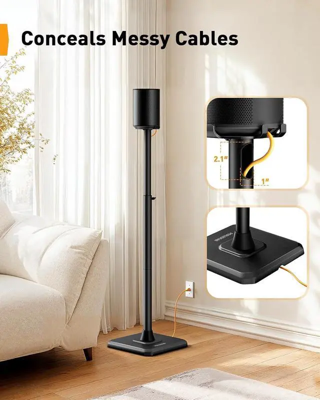 Alt view image 6 of 7 - Speaker Stands Compatible with Sonos Era 100, One, One SL, Play:1, 32-43 Height Adjustable Floor Speaker Stand, Surround Sound Speaker Stand with Cable Management up to 13.2 lbs, PGSS13