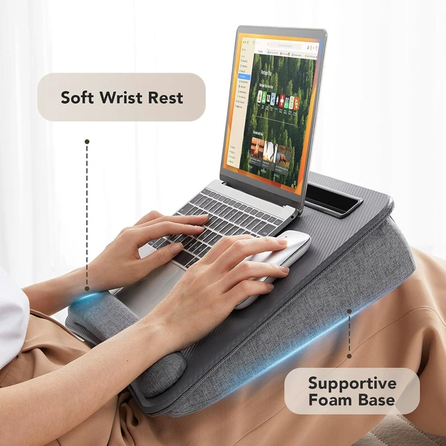 Alt view image 4 of 7 - Laptop Lap Desk with Cushion, Fit up to 15.6" Laptop, Gray