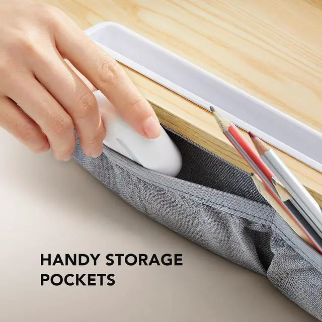 Alt view image 6 of 7 - Laptop Lap Desk - Portable Lap Desk with Pillow Cushion, Fits up to 15.6 inch Laptop, with Anti-Slip Strip & Storage Function for Home Office Students Use as Computer Laptop Stand - Light Wood