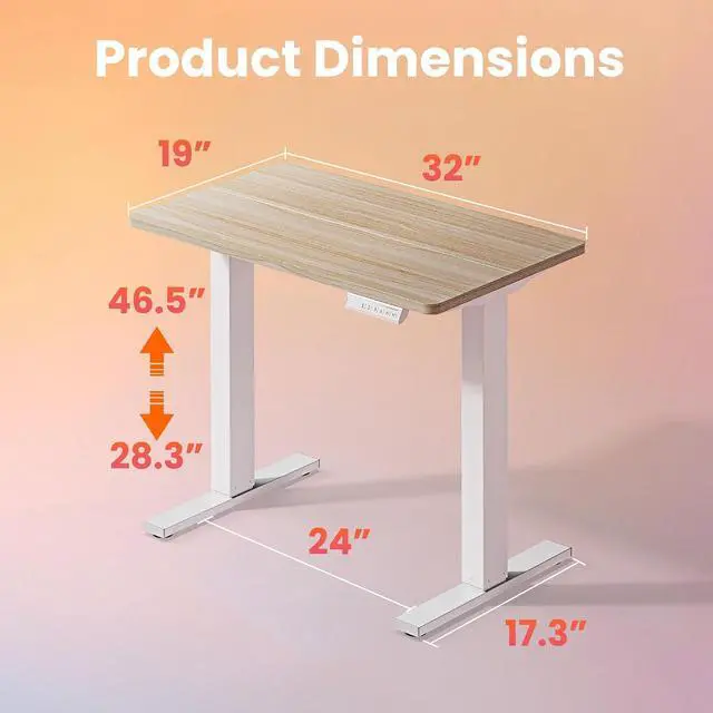 Alt view image 3 of 7 - 32" Small Electric Standing Desk Adjustable Height, 4 Memory Height Settings, Sit Stand Up Desk for Home Office & Computer Workstation, LightWalnut