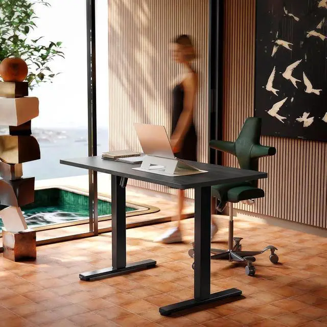 Alt view image 2 of 7 - Electric Standing Desk, 40 x 24 Inch Height Adjustable Computer Desk with Storage Bag, 4 Height Memory Settings, Sit Stand Up Desk for Home Office, Grey