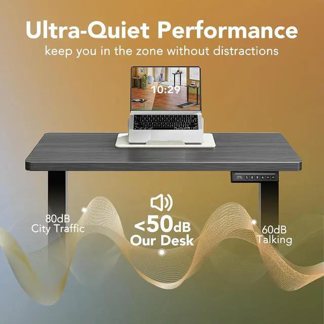 Alt view image 5 of 7 - Electric Standing Desk, 40 x 24 Inch Height Adjustable Computer Desk with Storage Bag, 4 Height Memory Settings, Sit Stand Up Desk for Home Office, Grey
