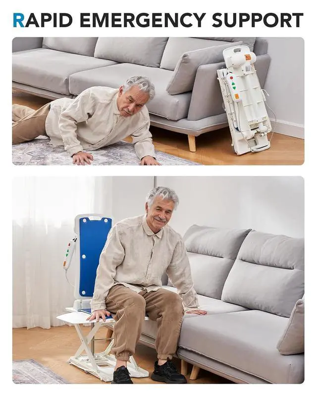 Alt view image 6 of 7 - 2-in-1 Electric Chair Lift for Elderly Floor Lift & IP68 Waterproof Bath Lift for Tub, Foldable, 308 lbs Capacity, Remote Control, Height Adjustable 2.3"-18.9", for Fall Recovery & Home Care