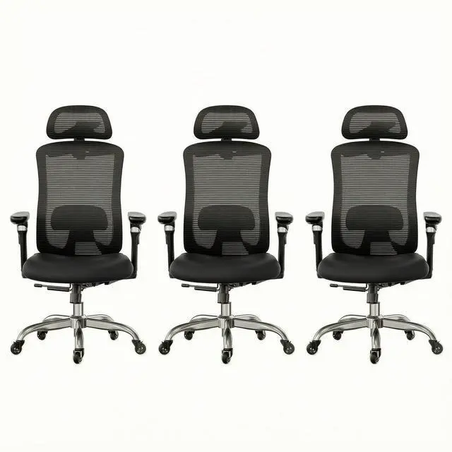 Main image of Ergonomic Office Chair with 6D Armrest, Seat Depth Adjustment, Lumbar Support, Quiet Rubber Caster, High Back Mesh Gaming Chair with 3D Headrest, Big and Tall Chair for Home Office, Pack of 3