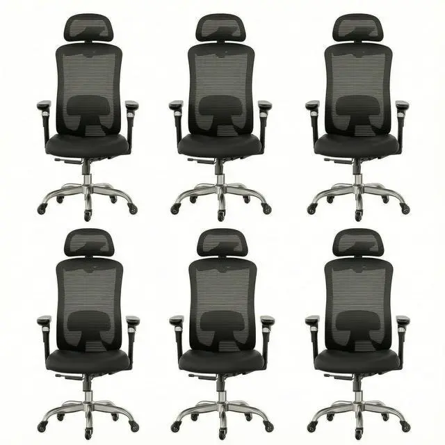 Main image of Ergonomic Office Chair with 6D Armrest, Seat Depth Adjustment, Lumbar Support, Quiet Rubber Caster, High Back Mesh Gaming Chair with 3D Headrest, Big and Tall Chair for Home Office, Pack of 6