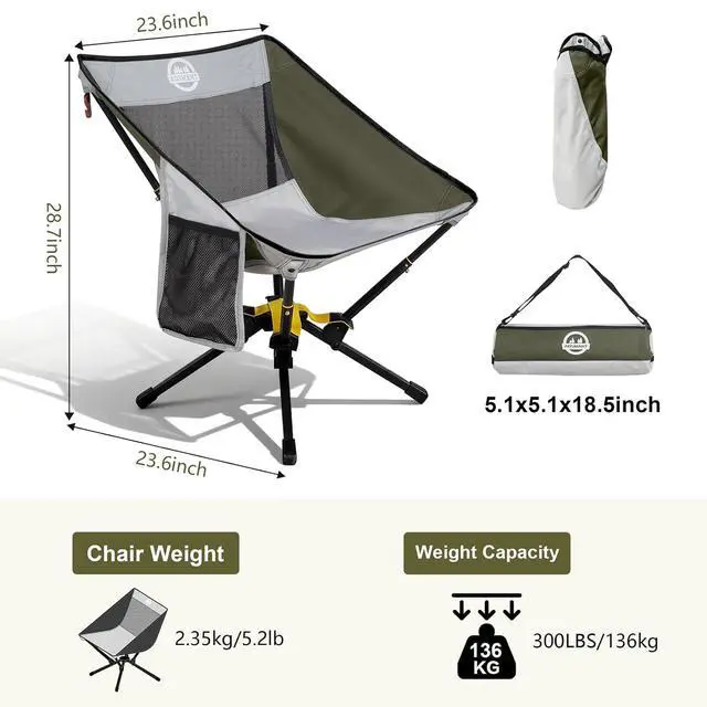 Alt view image 2 of 6 - Portable Camping Chair Lightweight Folding Chair for Camping - Outdoor Chair Supports 225 Lbs - Camp Chair Outdoor Adventures