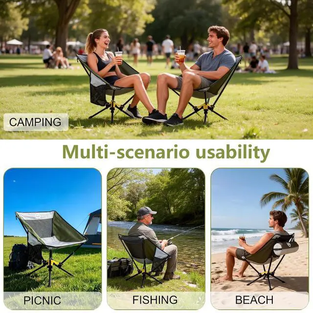 Alt view image 3 of 6 - Portable Camping Chair Lightweight Folding Chair for Camping - Outdoor Chair Supports 225 Lbs - Camp Chair Outdoor Adventures