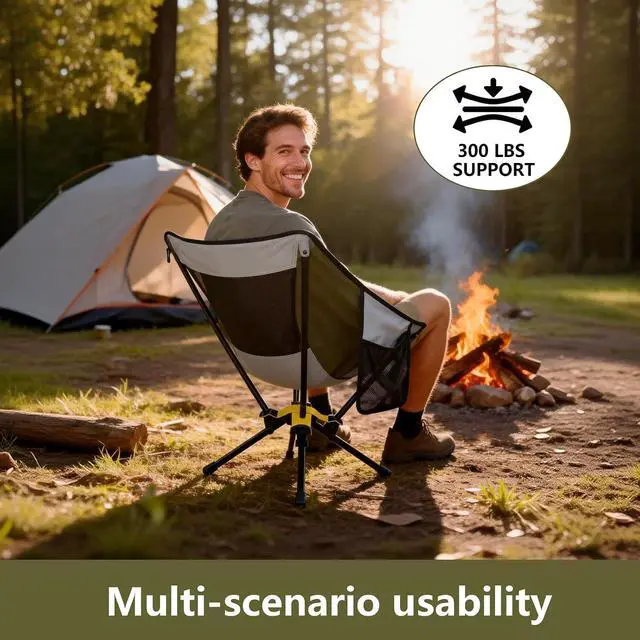 Alt view image 6 of 6 - Portable Camping Chair Lightweight Folding Chair for Camping - Outdoor Chair Supports 225 Lbs - Camp Chair Outdoor Adventures
